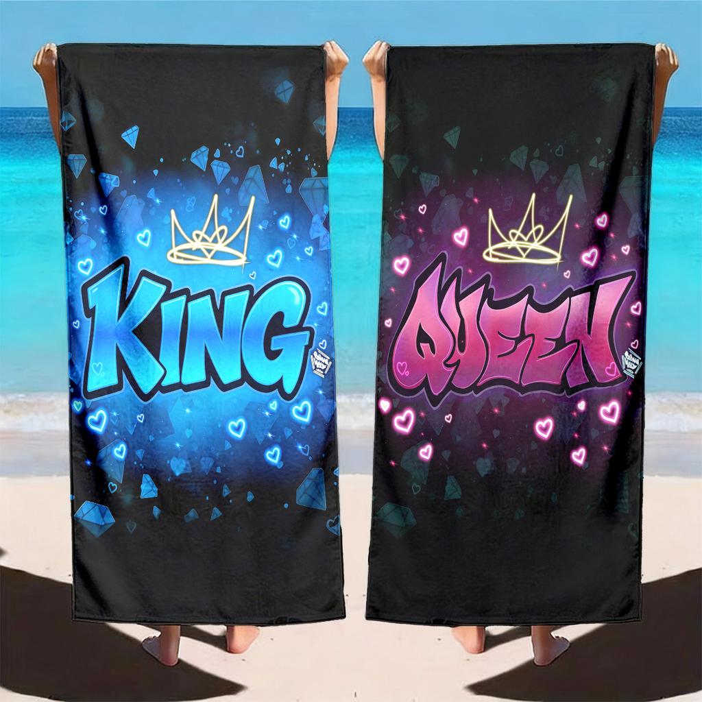 2 шт. Парные пляжные полотенца King & Queen, Роскошный романтический набор пляжных полотенец для него и нее