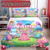 3pcs Duvet Cover Set (1*Duvet Cover + 2*Pillowcase, Without Core), Custom Name Princess Peach Toadstool Pattern Bedding Set, Home Bedroom Decor Gift