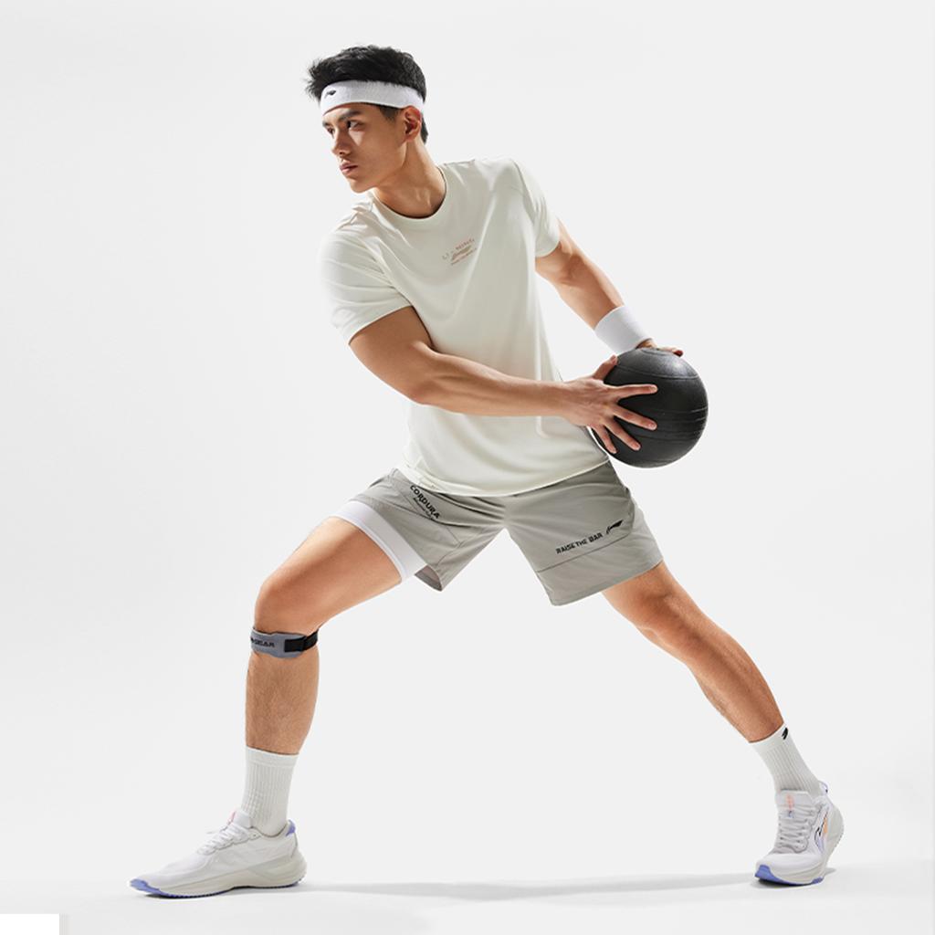 Li-Ning Breathable Comfortable Quick-Dry Round Neck Short Sleeve T-Shirt Men Tops Off-White ATSU475-9