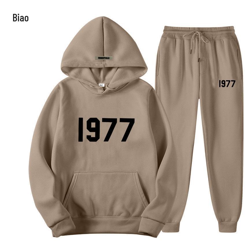 ESSENTIALS 1977 Модный флисовый комплект с худи - Унисекс Свободный крой Свитшот