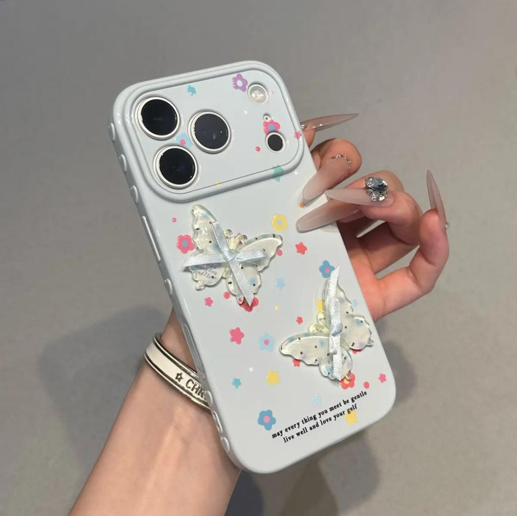 Красивая цветочная бабочка подходит для мобильного телефона Apple 17promax iphone16/15Pro чехол для телефона с окошком love