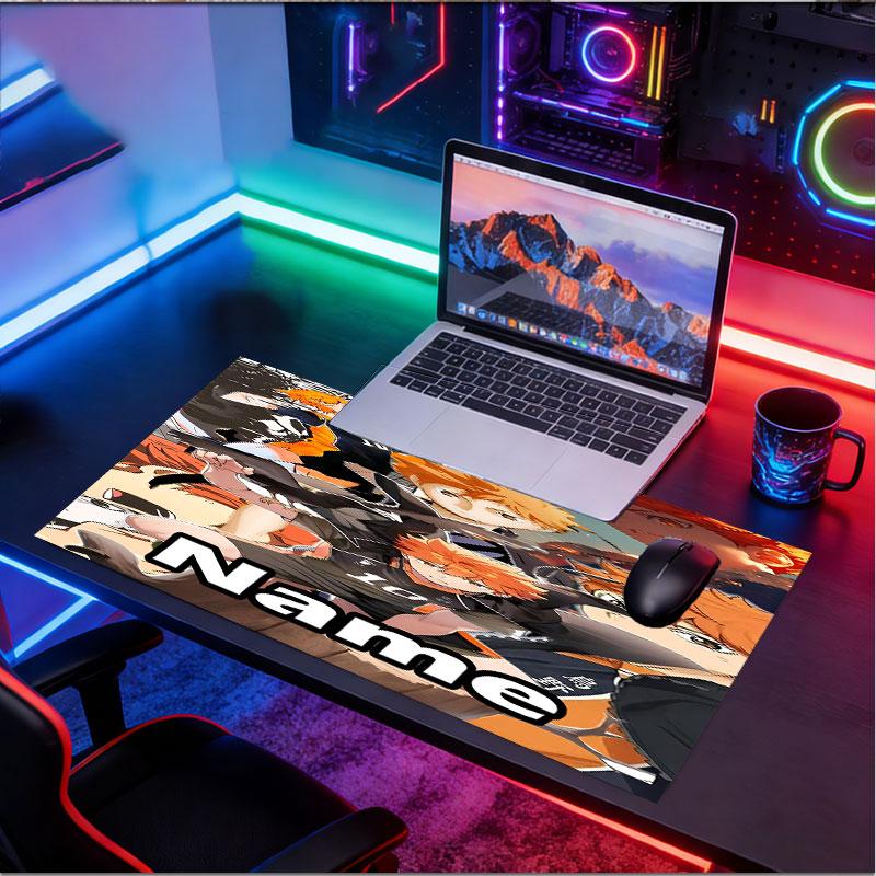 Custom Name Personalized Haikyu Pattern Mousepad, Laptop PC Desk Mat, Decorative Desk Mat for Home Keyboard Pad Gift