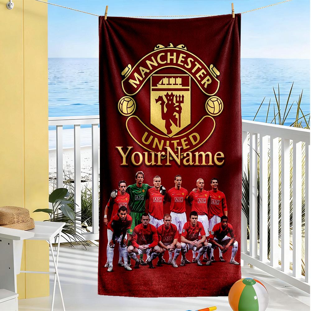 Manchester Customize Your Name Beach Towel Super Soft Microfiber Quickdry Fabric Suitable for Swimming Gym Camping Yoga Vacation