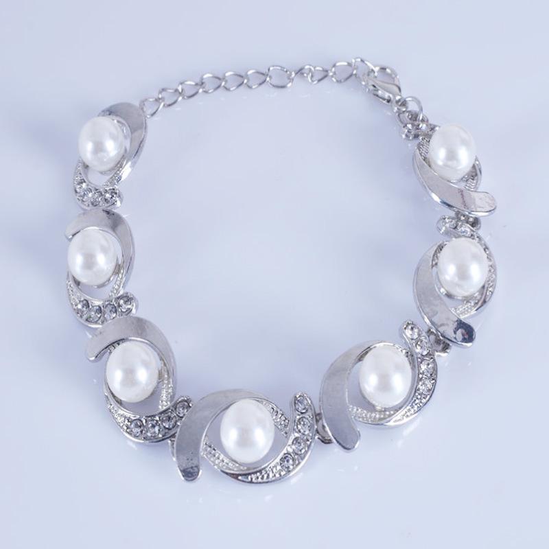 European-American Creative Diamond Pearl Bangle Bracelet