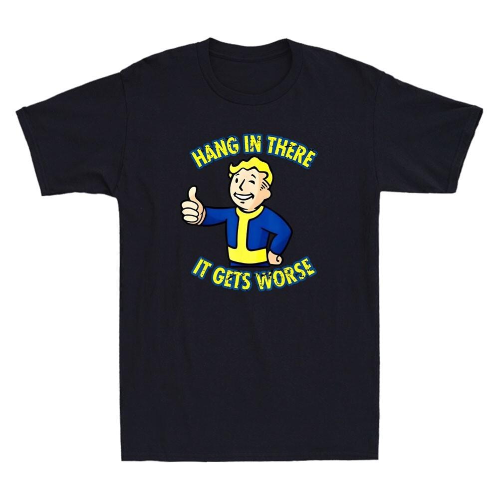 Hang In There It Gets Worse Funny Cartoon Meme Sarcastic Quote Retro Men T-Shirt Unisex T-Shirt