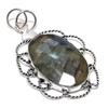 Natural Labradorite Gemstone Handmade 925 Sterling Silver Pendant 2.48" U2t93