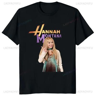 Vintage Hannah Montana Miley Cyrus T-shirt Summer Trend Harajuku Short Sleeved Unisex Shirt Gra