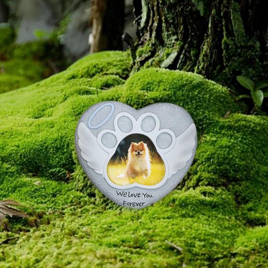 Pet Photo Frame Tombstone Weatherproof Long-Lasting Personalized Pet Memorial Stone Resin Dog Memorial Gift