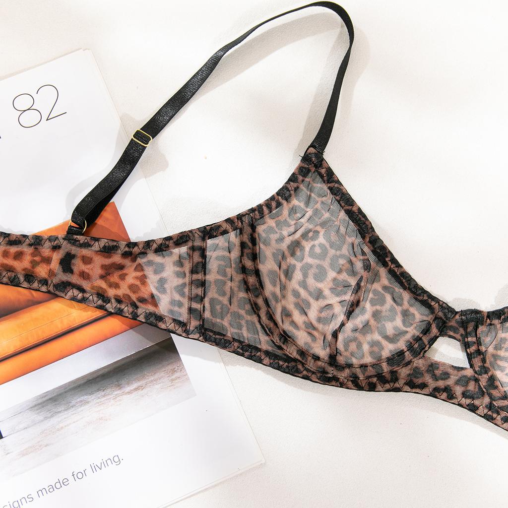 Сексуальный французский бюстгальтер с леопардовым принтом, женский ажурный комплект нижнего белья Y2k, тонкий сетчатый комплект, модный дизайн, готический гранж, костюм из двух частей