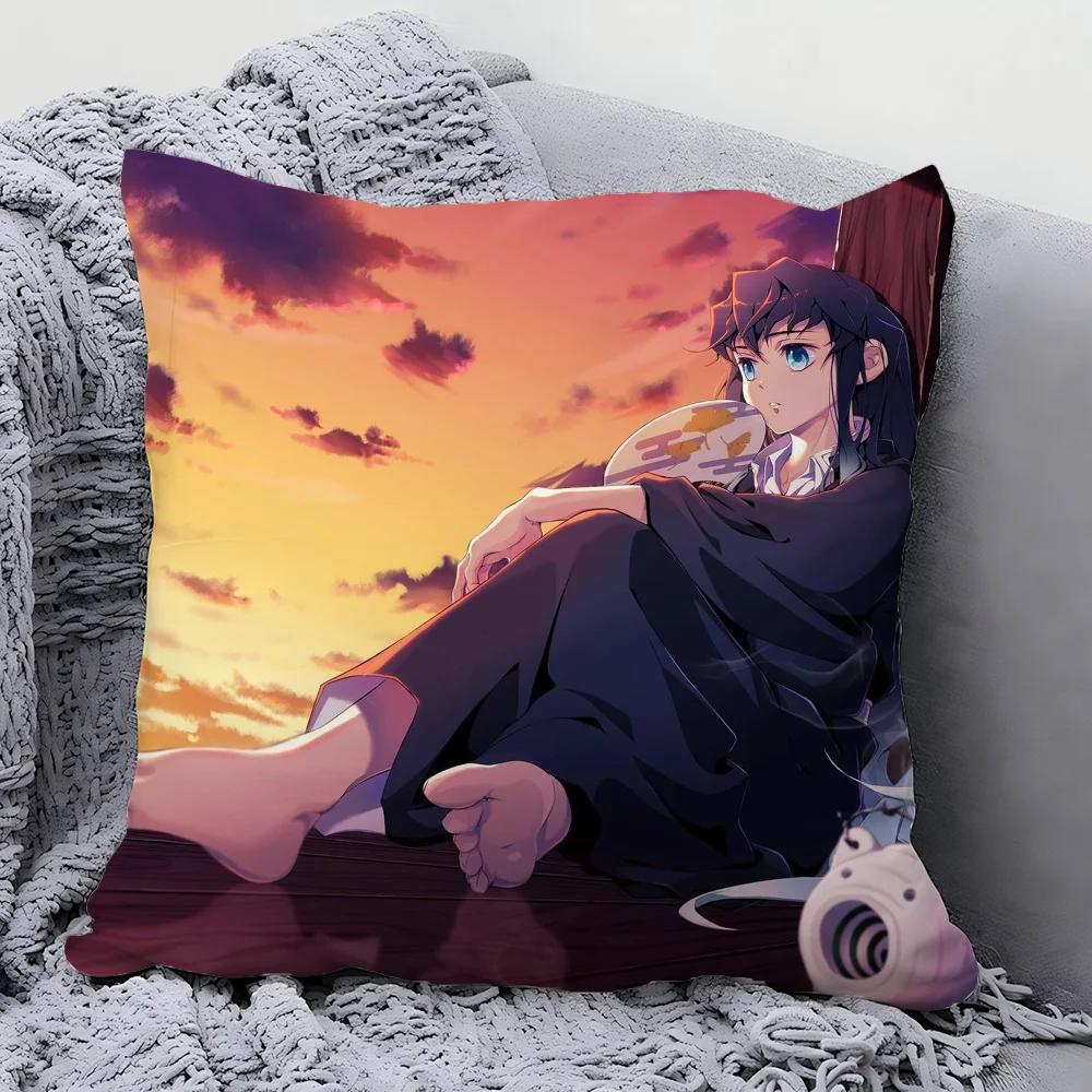 1Pc Tokitou Muichiro Animation Demo Slayer Blade Pillow Case Square Pillow Bedroom Sofa Leisureliving Room Home Decoration 40X40