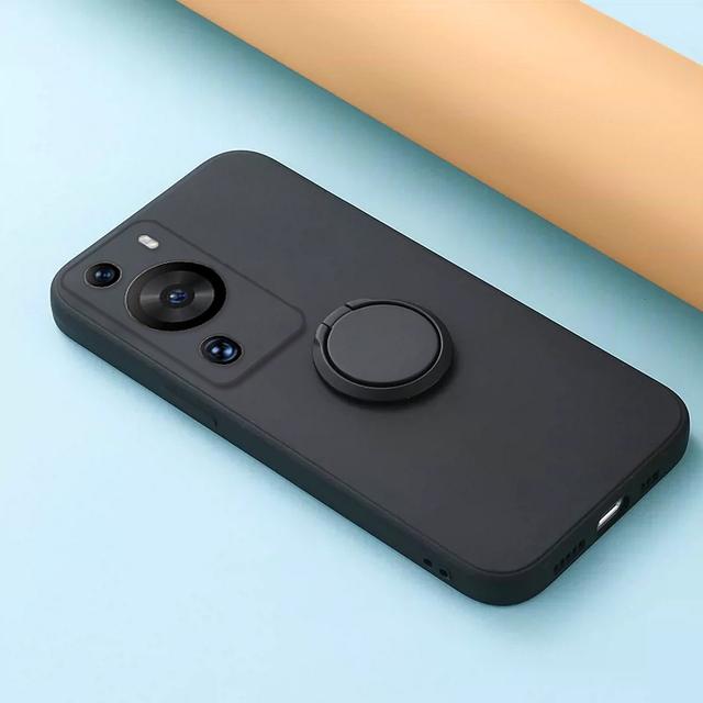 Сплошной цветной мягкий силиконовый чехол для телефона Huawei P60 Pro P50 P40 P30 P20 Lite с кольцом-подставкой и держателем для объектива камеры, защита задней панели