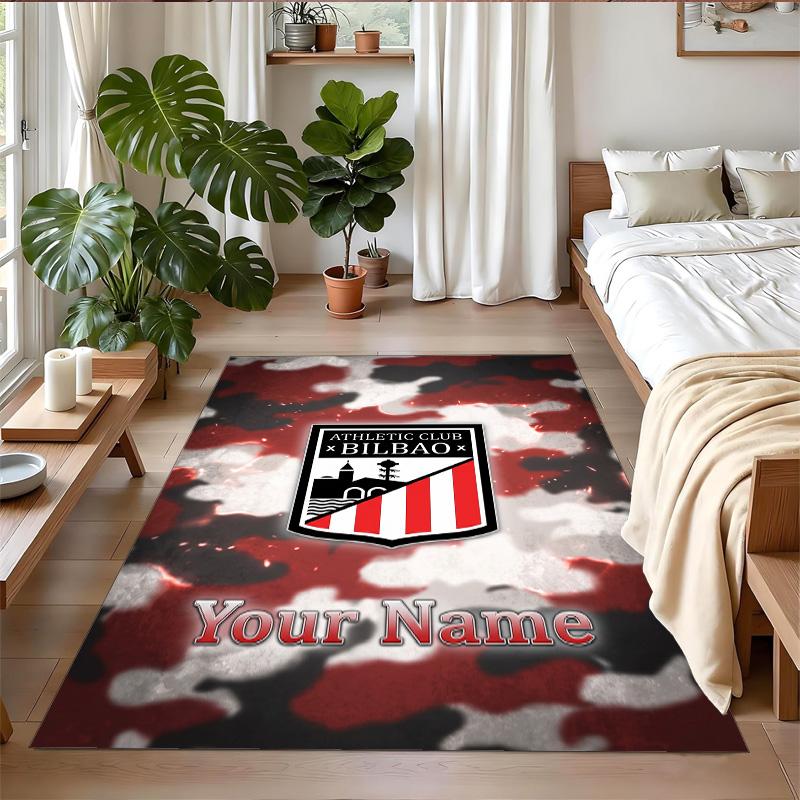 Crystal Velvet Rug Custom Name Text, Soft Non Slip Floor Mat Home DecorAthletic Bilbao FC