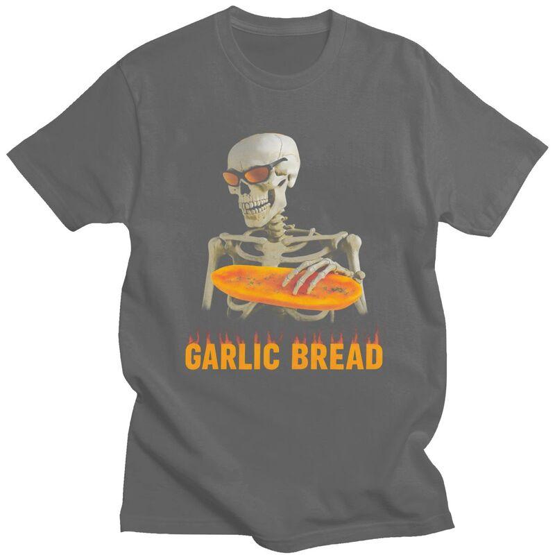 Garlic Bread Skeleton Meme TShirt Pure Cotton Tees Shirt Summer O Neck Tshirt Casual ShortSleeve Clothing For Men Birthday