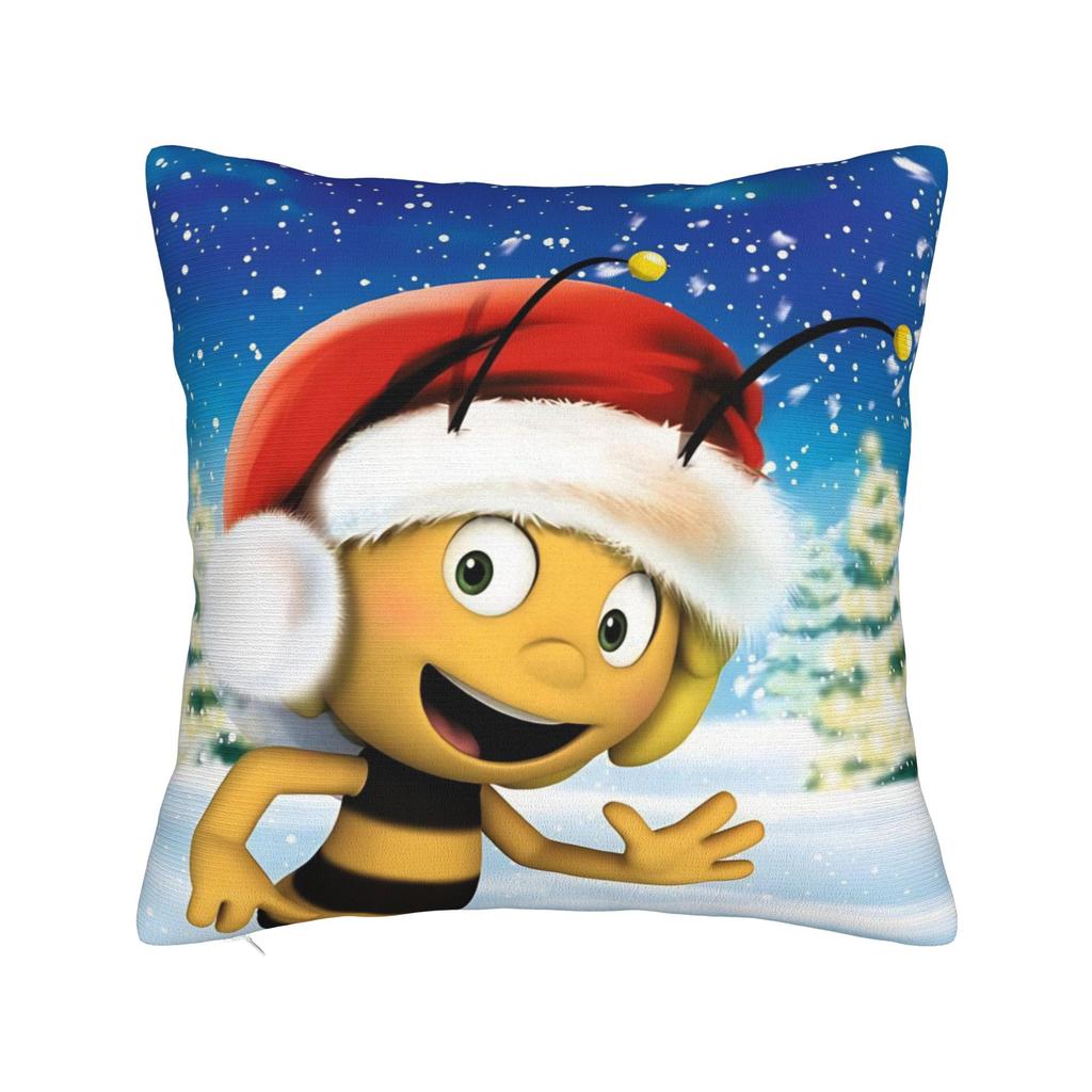 Maya The Bee With Flowers Cartoon Pillowcase Merch Soft Cushion Cover Gift Throw Pillow Case Cover Home Multi Size