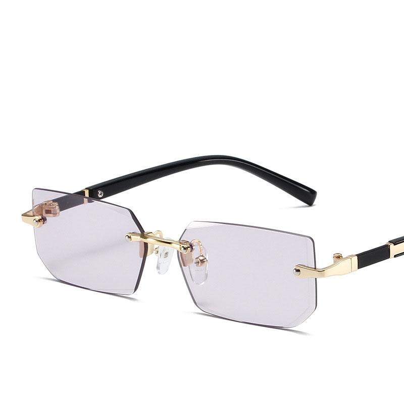 Модные солнцезащитные очки без оправы для мужчин и женщин, модные безрамочные прямоугольные солнцезащитные очки в стиле ретро, ​​летние очки для путешествий UV400