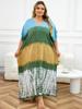 EDOLYNSA Casual Kaftan Dresses For Women 2024 Bohemian Printed Dress Relaxed Light Jacket Bathing Suit Cover Up Vacation Beach Cover-ups