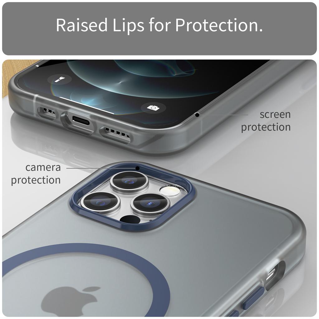 For iPhone 12 Pro Max 6.7 inch Magnetic Case Translucent Matte TPU+PC Phone Cover Compatible with MagSafe