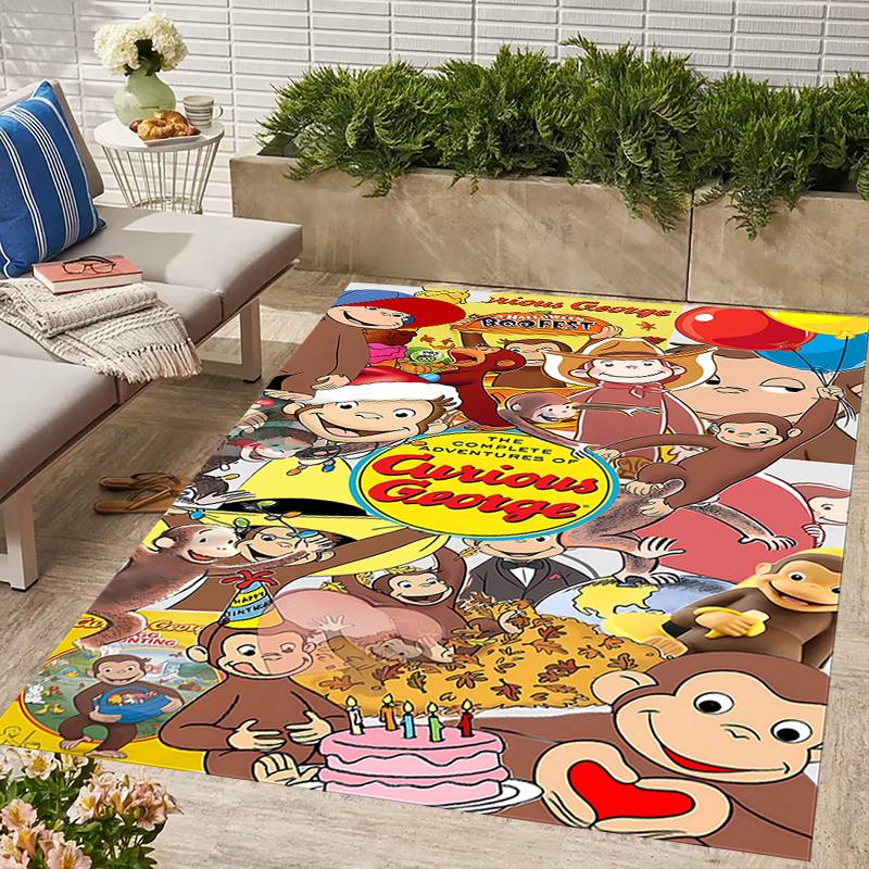 1pc Curious George (5) Design Area Rug - Non-Slip, Soft & Cozy Floor Mat for Living Room, Bedroom, Office - Indoor/Outdoor Decorative Carpet