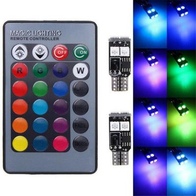 RGB светодиодные многоцветные автомобильные клиновидные лампы с дистанционным управлением для салона автомобиля DC 12 В автоматический указатель поворота