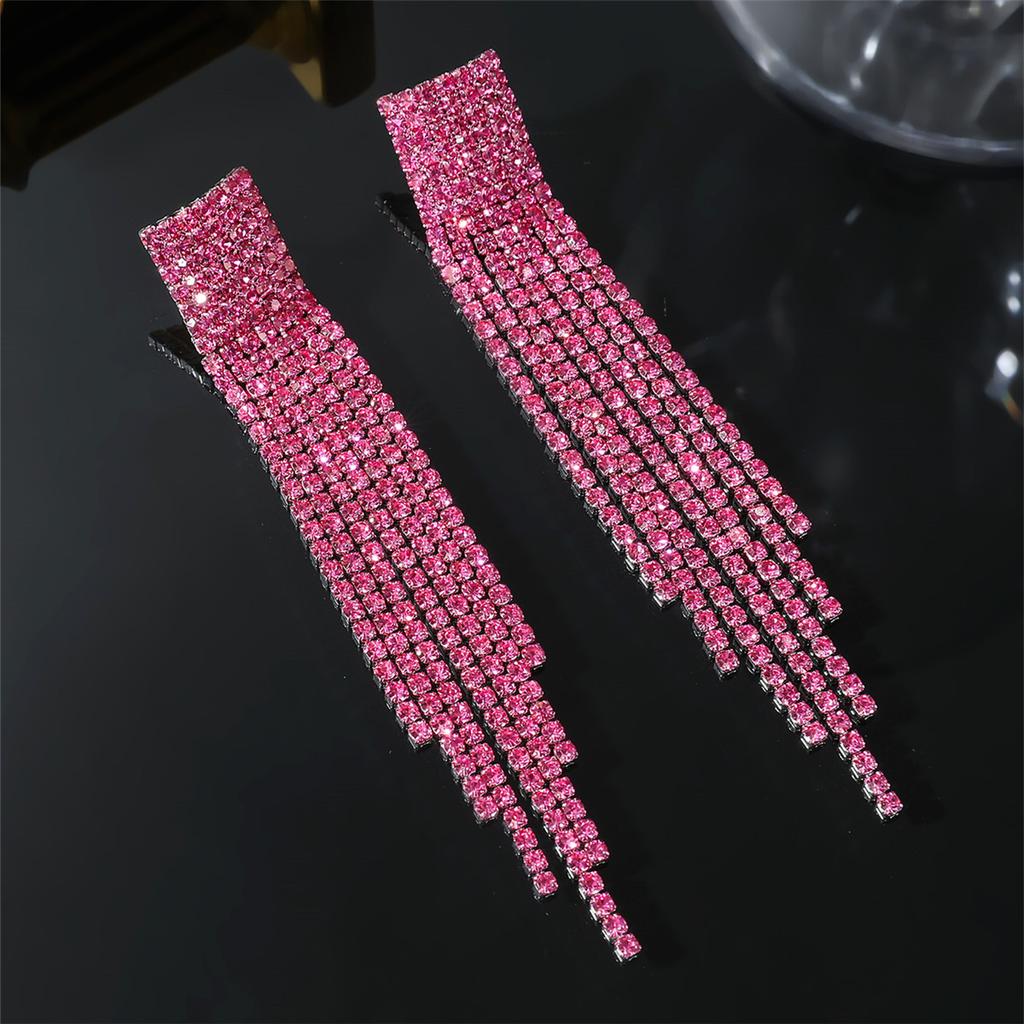 Personalised Super Shiny Rhinestone Long Tassel Earrings Premium Feeling Rhinestone Earrings Photo Earrings Women's Earrings 1 Pair