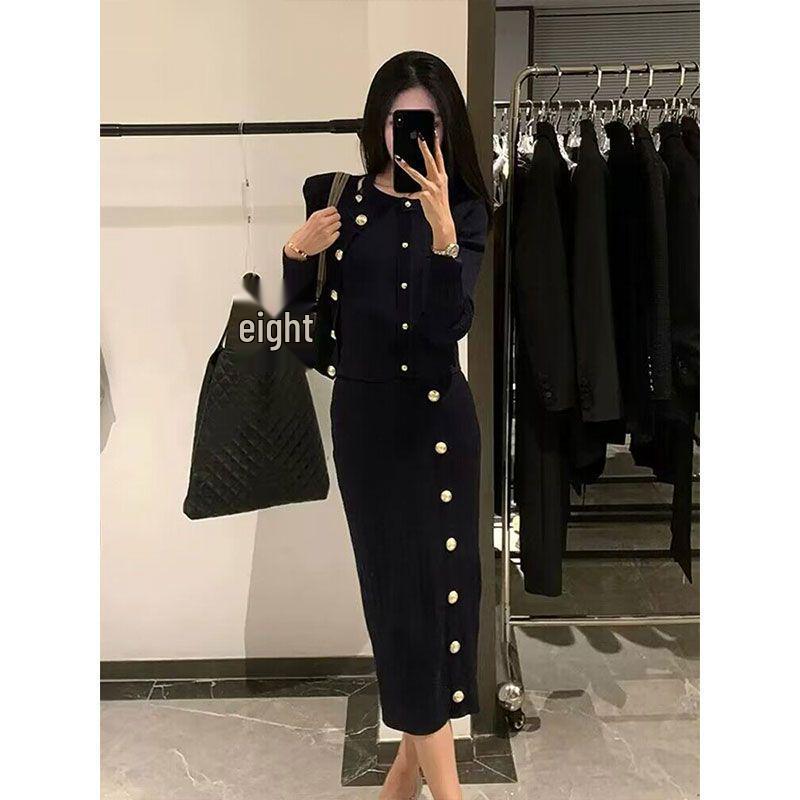 2025 Autumn/Winter Women's Chic Black Dress Set