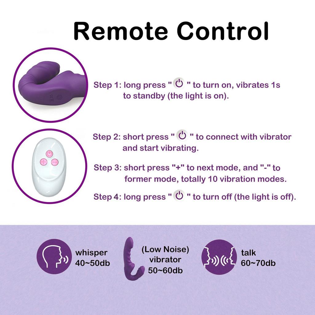 Strapless Strap-on Dildo Vibrator with Remote Control For Women Lesbian Couples G-Spot Double-Ended Adult Sex Toys with 10 Modes