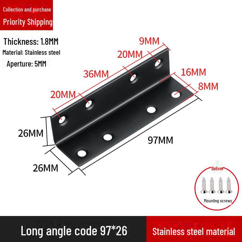 Кронштейн для полок L-образной формы из нержавеющей стали, соединитель под прямым углом 90 градусов