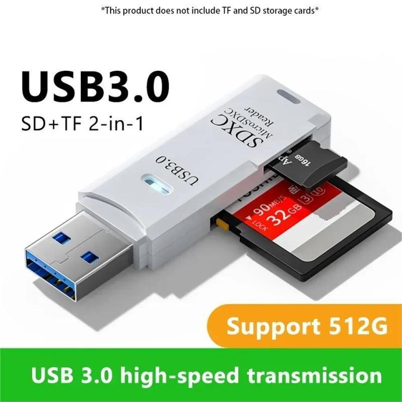 Высокоскоростной USB 3.0 2-в-1 картридер для SD и TF карт, поддерживает до 512 ГБ