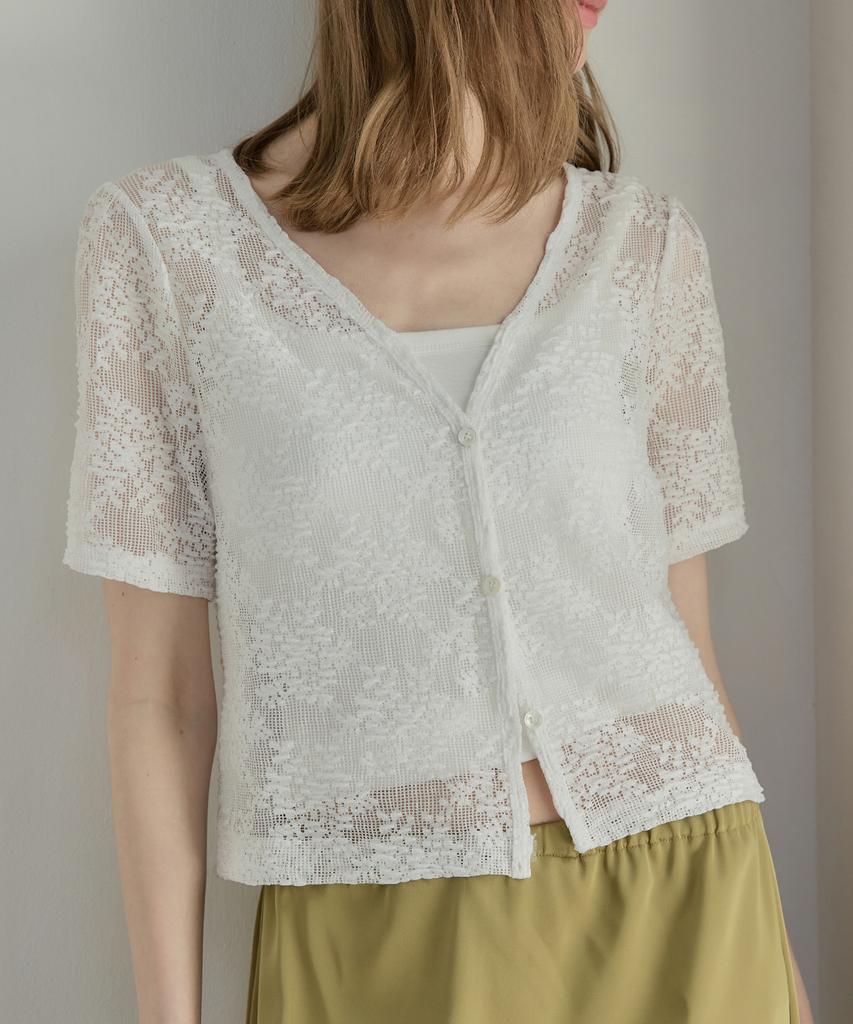 LOVLOV Flower Jacquard Summer Cardigan (2 Colors)
