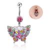 Fashion Colorful Crystal Rhinestone Butterfly Navel Ring Belly Button Bar Body Piercing Jewelry