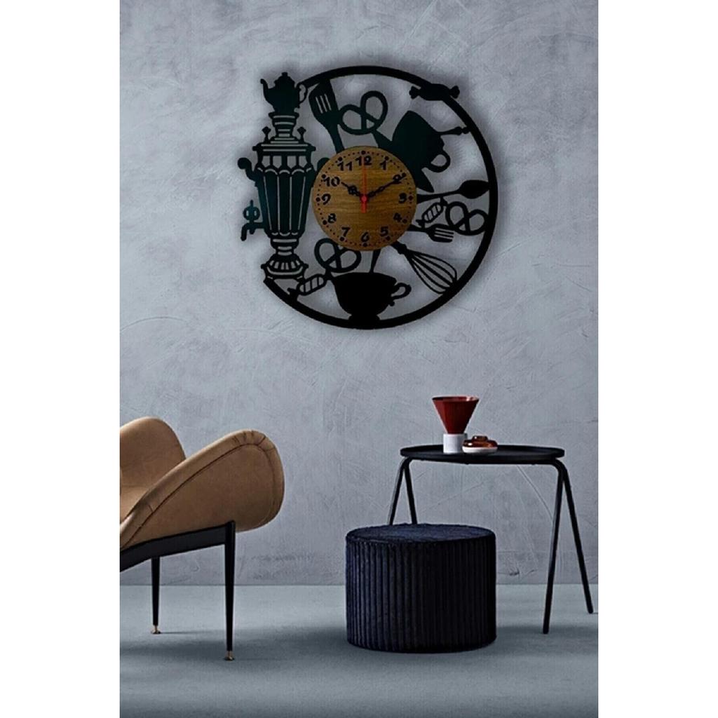 Cafe Wall Clock Samovar Kitchen Clock - Personalized Writable Wooden Wall Clock 40cm