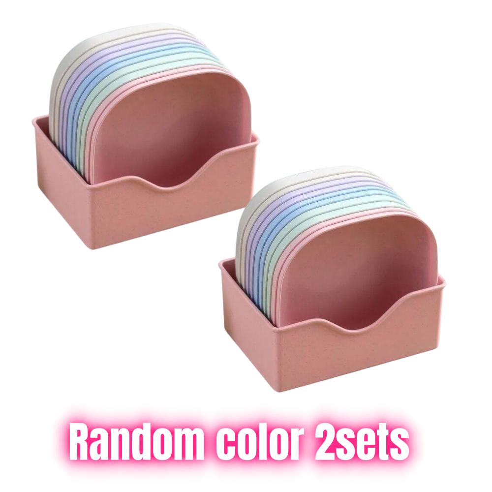 10PCS Square Plastic Dinner Plate Set Durable Shatter-Resistant Easy To Clean Dishes for Restaurants Home Kitchen Essentials