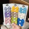 6Pcs/Set New Fashion Solid Hairpins Bows Hair Accessories Hair Clips Girls Nylon Hairpins Children Cute Barrettes Gift