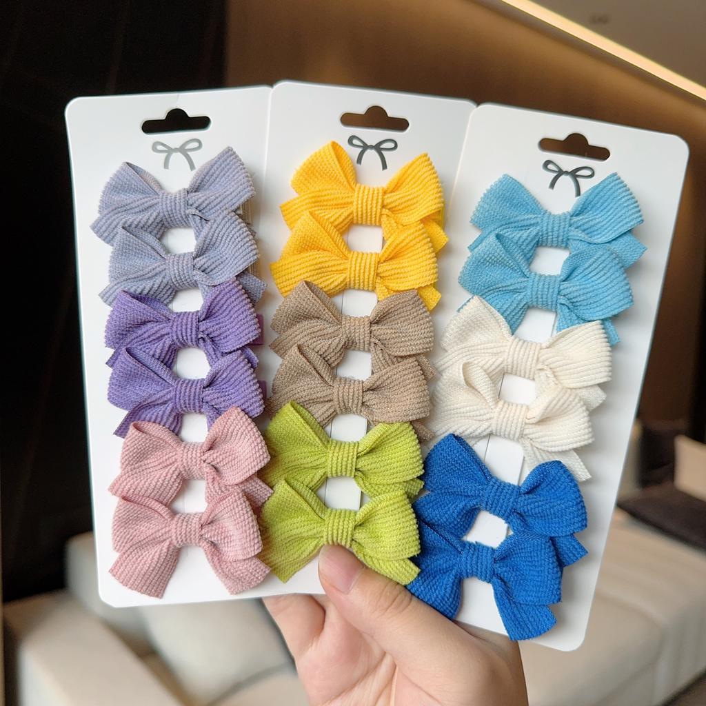 6Pcs/Set New Fashion Solid Hairpins Bows Hair Accessories Hair Clips Girls Nylon Hairpins Children Cute Barrettes Gift