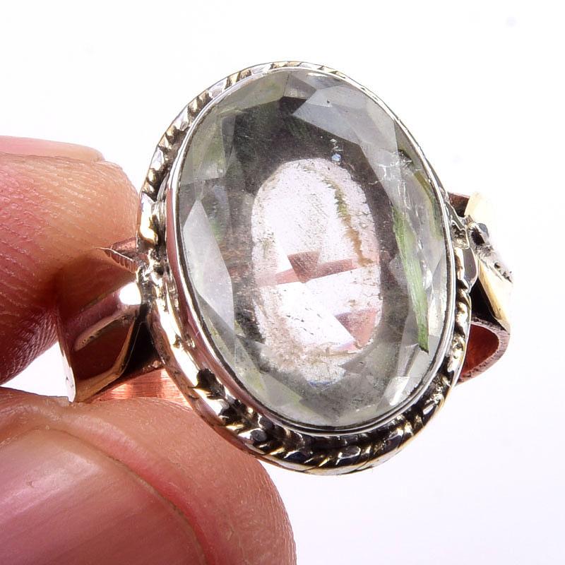 Кольцо из натурального кристалла кварца, двухцветное, из стерлингового серебра 925 пробы, размер 9 I6M77