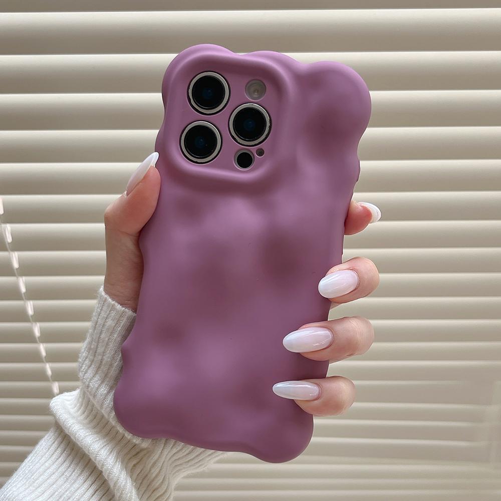 Матовый Однотонный Фиолетовый 3D Узор Пузыри Чехол для Телефона Для iPhone 17 Air 16 15 14 13 Pro Max Мягкий Ударопрочный Силиконовый Задний Чехол