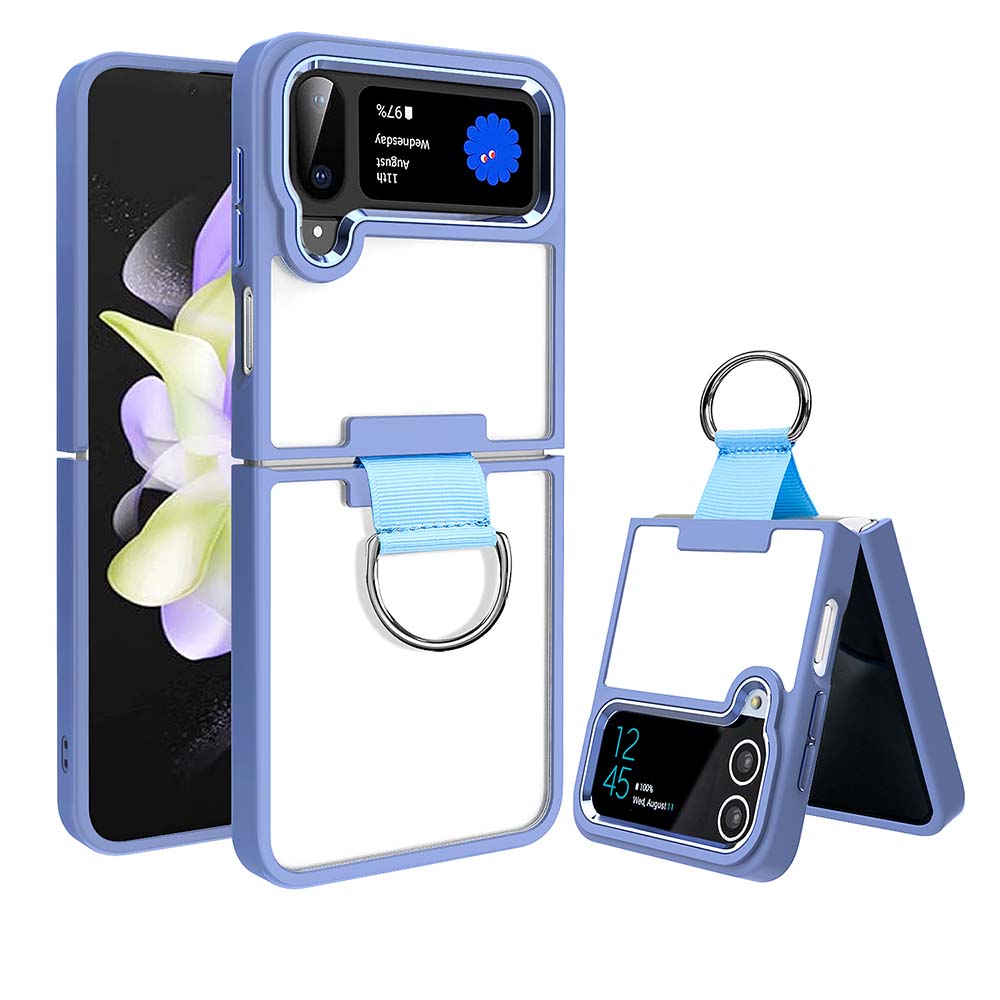 Clear Case for Samsung Galaxy Z Flip 4 Case with Ring Support Wireless Charging Shockproof Cover for Samsung Z Flip 4 5G