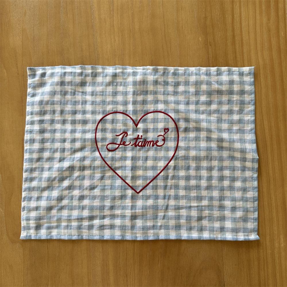 Square Heart Embroidered Placemats Elegant Background Cloth Durable Table Mat Restaurant