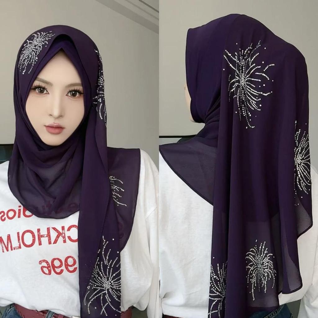 Женский этнический шарф-платок со стразами - Малайзийский стиль