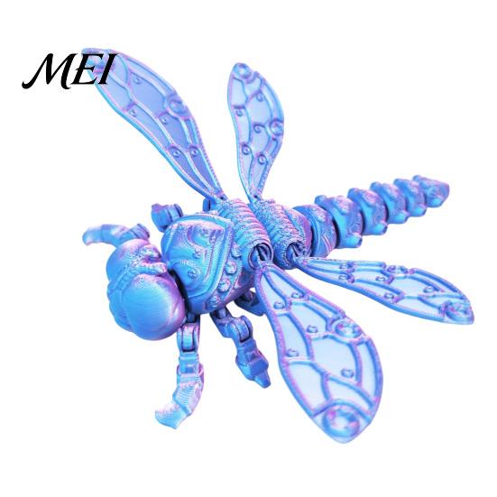 Dragonfly Stress Reliever 3D Printed Figurine, Articulated Model with Movable Joints, Desktop Ornament Relief Insect Fidget Toy for Desk Decoration
