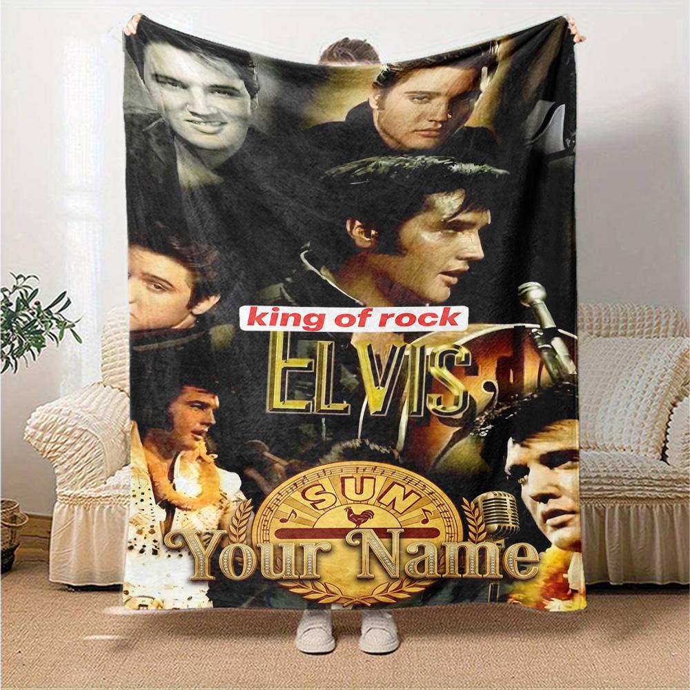 Elvis Presley Personalized Text Blanket Multi-purpose Customizable Blanket Comfortable Suitable for Home Decor Chair Bed Picnics All-Season Use