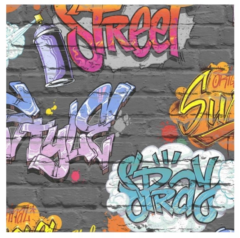 Graffiti Wallpaper, 0.53x10 m, Youth Brick Pattern, Paper