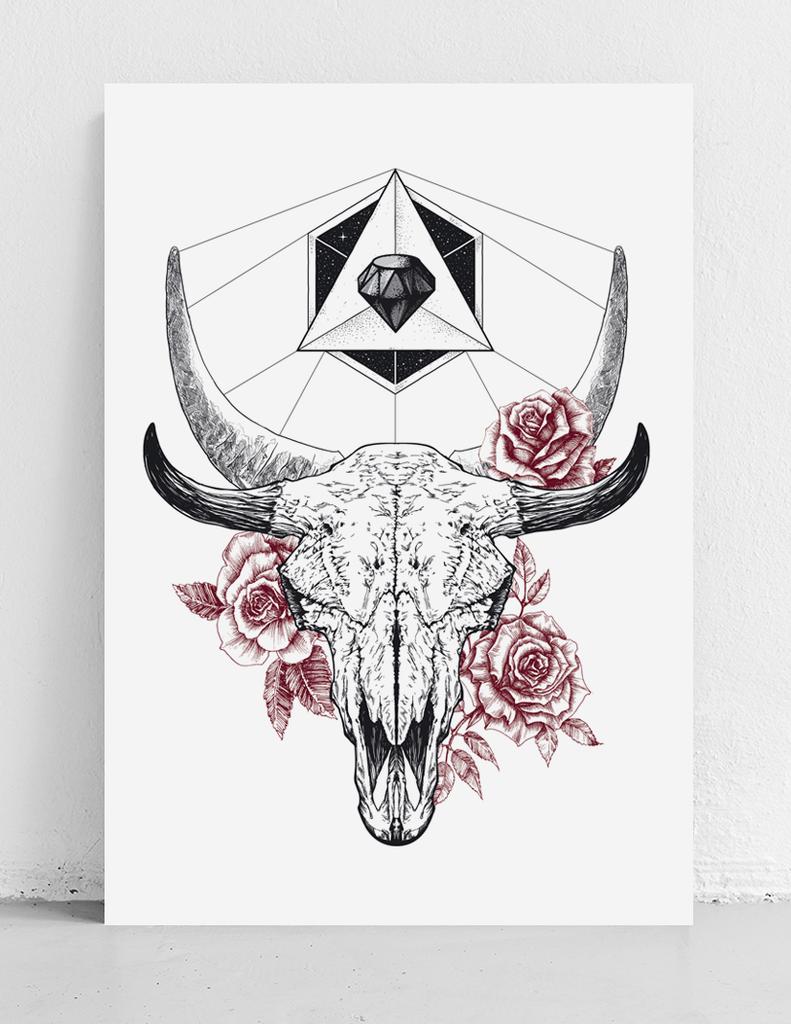 Плакат «Череп с цветами»