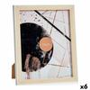 Photo Frame Wood Brown White Plastic Glass (22.6 X 2 X 27.6 Cm) (6 Units)