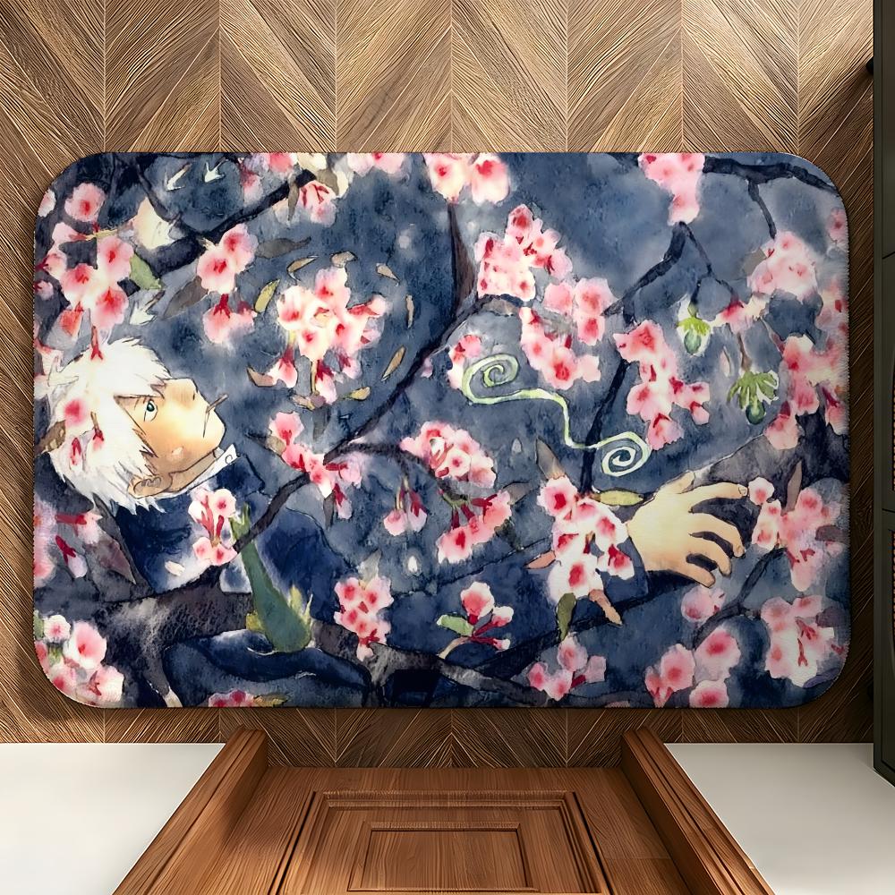 Anime M-Mushishi Floor Mat Soft Flannel Floor Mat Suitable for Entryways, Living Rooms, Bedrooms, and Bathrooms