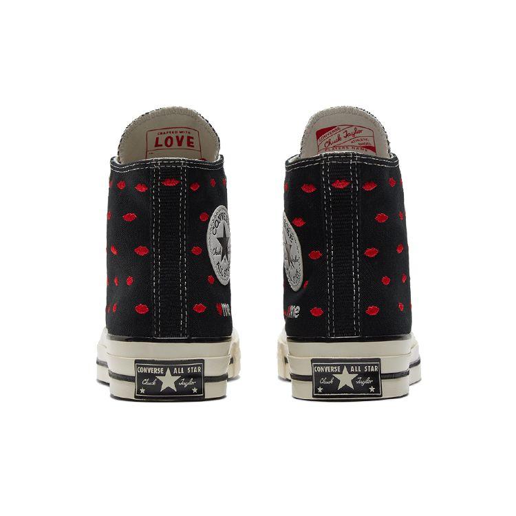 Converse Chuck 70 Embroidered Lips High Love Me — черные кроссовки унисекс University-Red Egret A01600C