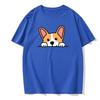 Cute Dog Corgi Print Summer Short-sleeved Casual Daily Versatile Men's Top Cotton European Size Comfortable T-shirt