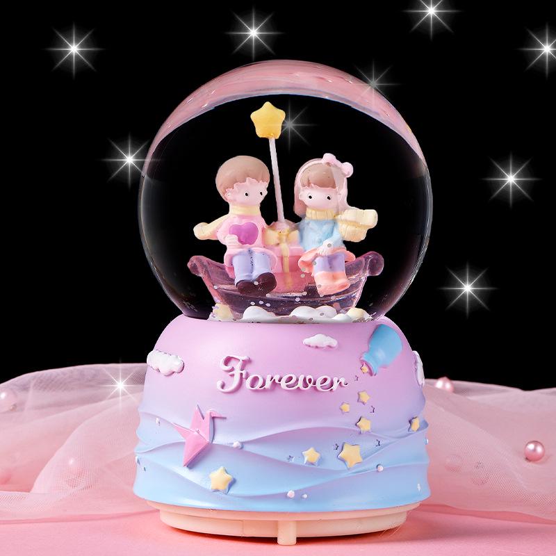 Dreamy Unicorn Crystal Ball Luminous Music Box - Snowflake Gift for Best Friend, Creative Qixi Present