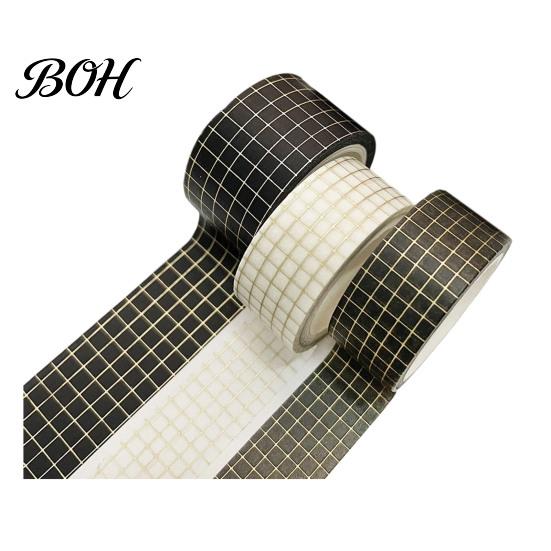 Planner Adhesive Tape 3 Rolls Golden Foil Washi Tape, Retro Plaid Leaf Pattern Decorative Kit Masking for DIY Crafts, Journal, Planner, Scrapbooking