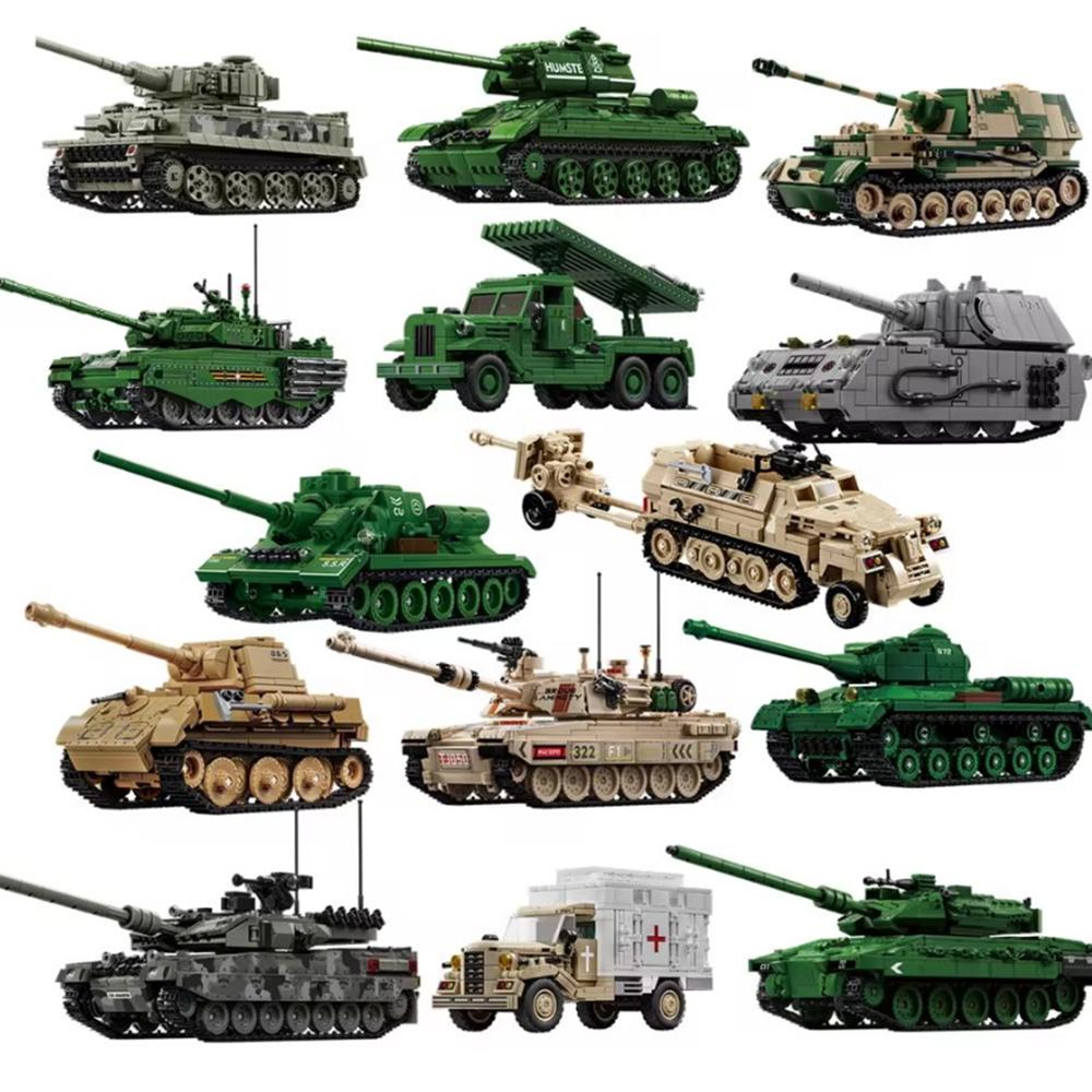 Военный MOC Армия Основной Боевой Танк Бронированная Машина Истребитель Фигурки Солдат Набор Строительных Блоков Кирпичи Игрушки